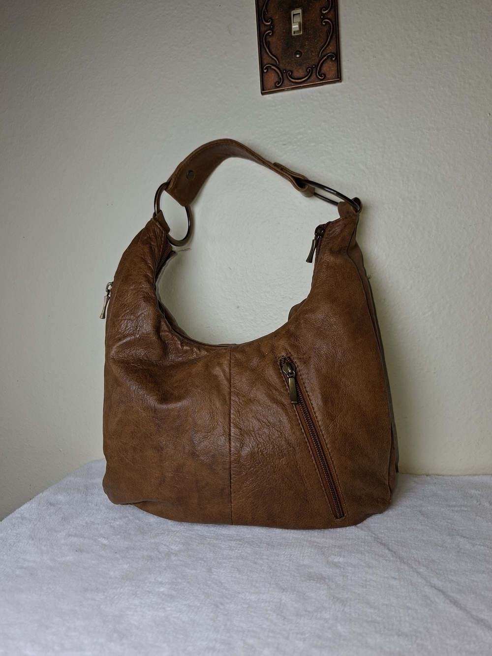 Brown Leather-Style Hobo Shoulder Bag - Classic Everyday Tote
